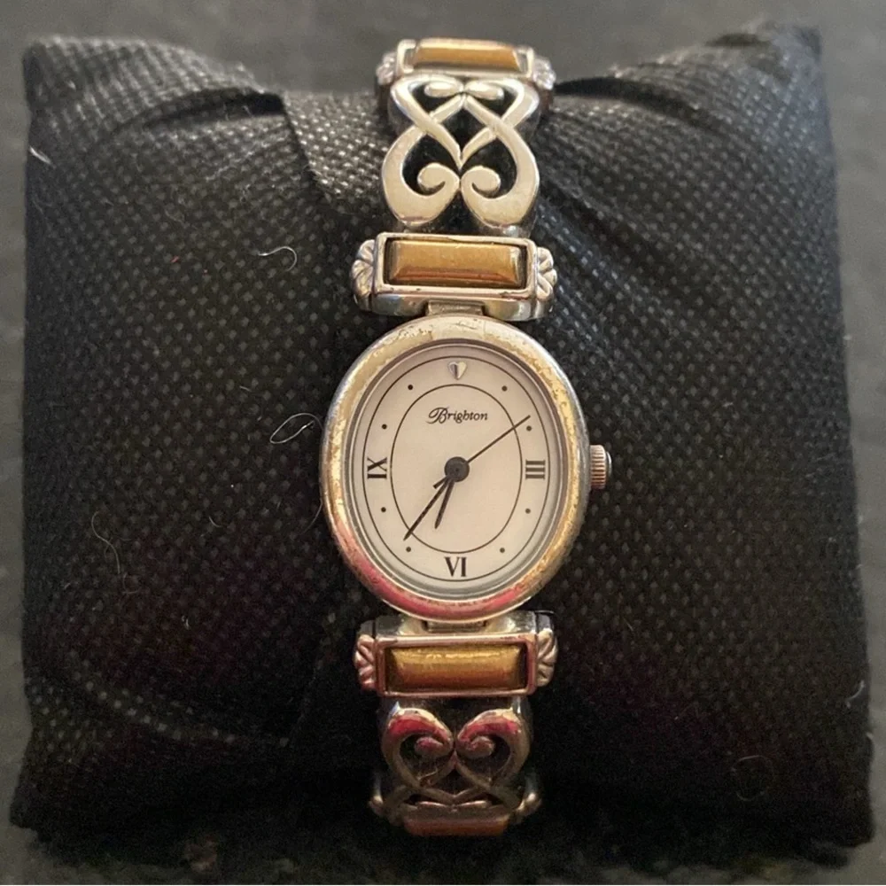 Brighton‎ Champagne silver and gold leather banded watch